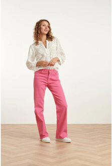 Smashed Lemon 25207 roze denim straight jeans - XS