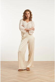 Smashed Lemon 25211 wijd satijnen broek | Beige - XXXL