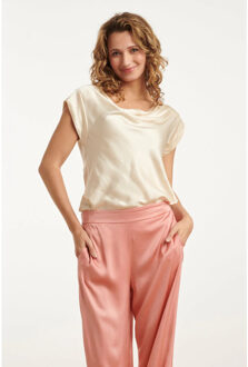Smashed Lemon 25212 waterfall satijn top | Beige - XXL