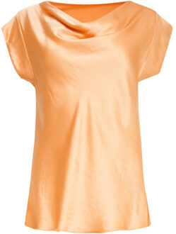 Smashed Lemon 25212 waterfall satijn top | Oranje - XXL