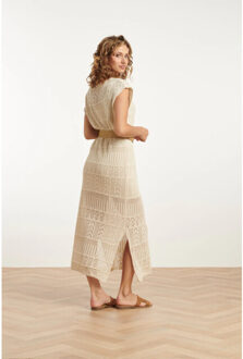 Smashed Lemon 25214 crochet midi jurk | Ecru - XXXL