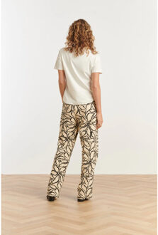 Smashed Lemon 25235 wide leg travel quality broek met e bloemenprint | Beige - S