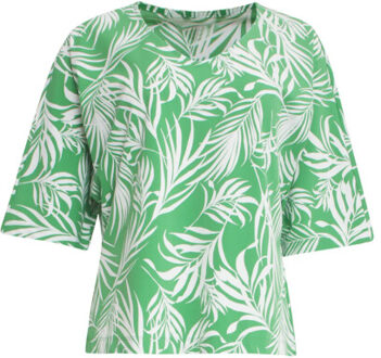 Smashed Lemon 25259 te top met bladerenprinttravelkwaliteit | Groen