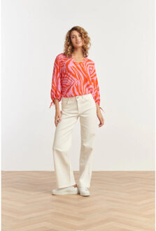 Smashed Lemon 25264 top met dierenprint | Roze - XS