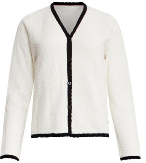 Smashed Lemon 25265 off white knitted cardigan met e contrast details | Wit - XS