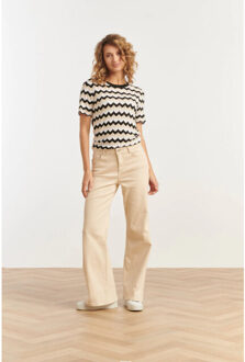 Smashed Lemon 25266 zigzag gebreide top, | Beige - XS