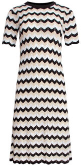 Smashed Lemon 25267 zigzag gebreide jurk, | Beige - XXL