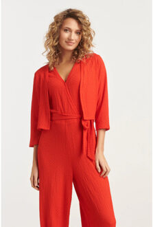 Smashed Lemon 25269 stretchy crinkle bolero | Rood - XXL