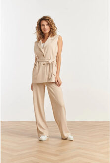 Smashed Lemon 25273 stretch gilet met riem | Beige - XXL