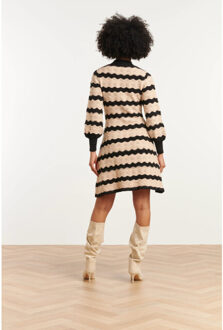 Smashed Lemon 25736 – gebreide jurk met golvend patroon | Zwart - XXXL