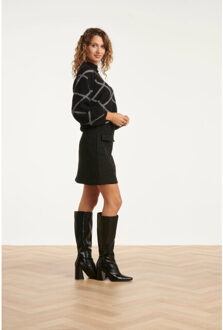 Smashed Lemon 25738 – gebreide trui met ruitdessin | - maat XXXL Zwart