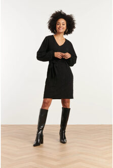 Smashed Lemon 25758 – jurk met abstracte aquarelprint | Zwart - XXXL