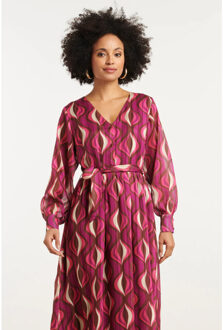 Smashed Lemon 25773 – chiffon maxi jurk met lurex detail | Veelkleurig - S