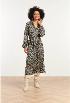 Smashed Lemon 25775 – jurk met abstract bloemdessin | Zwart - XS