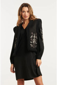 Smashed Lemon 25794 – gilet met handgeborduurde details | - maat XS Zwart