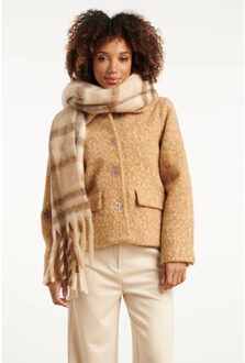 Smashed Lemon 55307 zandkleurige ruit sjaal | Beige - One size