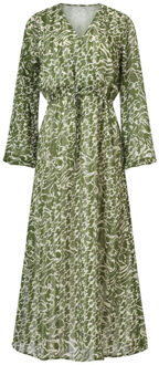 Smashed Lemon Abstracte jurk in army en sand | Bruin/groen - XS