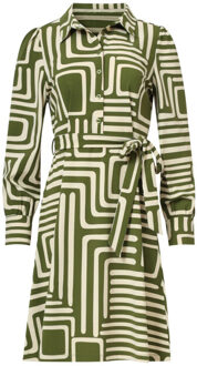 Smashed Lemon Army en sand geometrische jurk in travelkwaliteit | Bruin/groen - XL