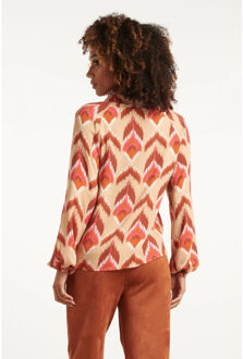 Smashed Lemon Aztec print blouse in warmroze en camel | - M