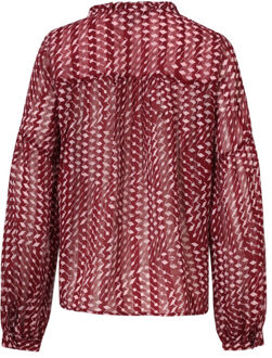 Smashed Lemon Bordeaux en babyroze geometrische geprint blouse | - S