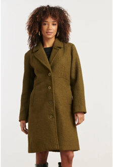 Smashed Lemon Bouclé jas met parelmoerknopen | Bruin/groen - XXL