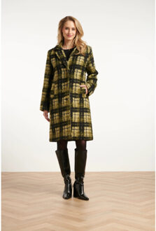 Smashed Lemon Bouclé ruitjesjas | Bruin/groen - XXXL