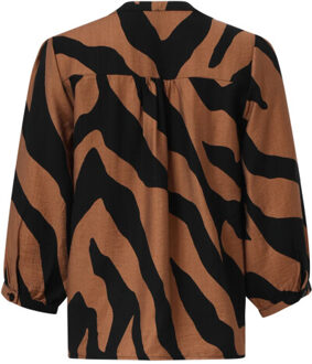 Smashed Lemon Bruin en zwart dierenprint top met v-hals | - XL