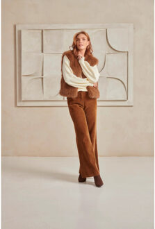 Smashed Lemon Bruin faux fur gilet | - maat M