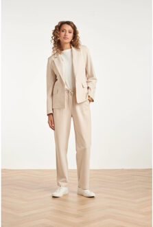 Smashed Lemon Comfortabele pantalon met elastische taille en strikceintuur | Beige - XL