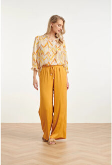 Smashed Lemon Dames top met gele zigzag aztec print | Veelkleurig - XXXL