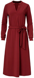 Smashed Lemon Damesarmygroene travelkwaliteit midi jurk | - maat M Bordeaux