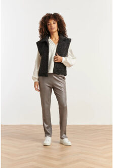 Smashed Lemon Damesbouclé gilet met kraag | Zwart - XXL