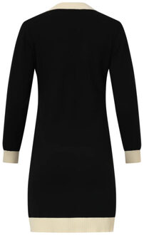 Smashed Lemon Damescontrast gebreide jurk | Zwart - XL