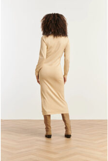 Smashed Lemon Damesgebreide jurk met lurex | Beige - XS