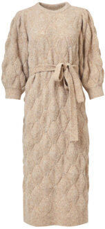 Smashed Lemon Damesgebreide midi jurk | Camel - S