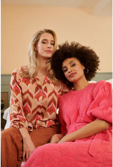 Smashed Lemon Damesgebreide midi jurk | Rood - XXXL