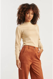 Smashed Lemon Damesgebreide top met lurex | Beige - 4XL