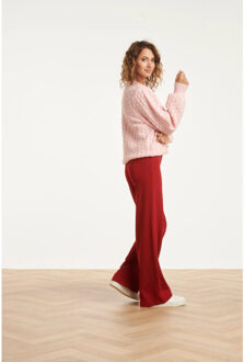 Smashed Lemon Damesgebreide vrouwelijke losvallende trui | Roze - XL