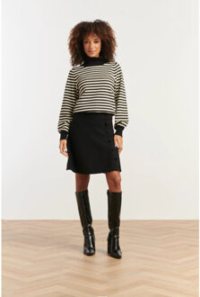Smashed Lemon Damesgeknoopt gebreide rok | Zwart - XL