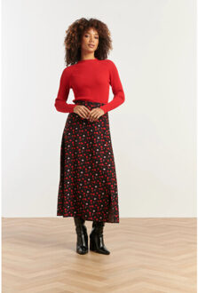 Smashed Lemon Damesgestreept gebreide top | Rood - XXL