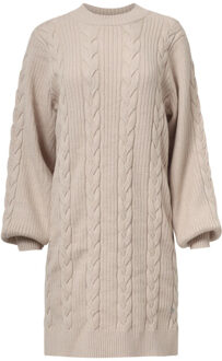 Smashed Lemon Damesgestructureerd gebreide jurk | - maat 4XL Camel