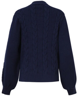 Smashed Lemon Damesgestructureerd gebreide trui | Blauw - XXXL