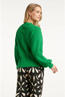 Smashed Lemon Damesgestructureerd gebreide trui | Groen - S