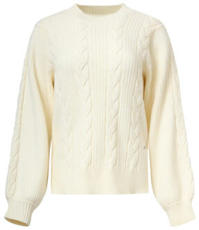 Smashed Lemon Damesgestructureerd gebreide trui | - maat XL Ecru