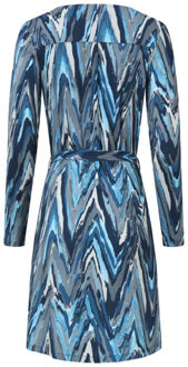 Smashed Lemon Damesgetailleerd zig zag geprint jurk | Blauw - XS
