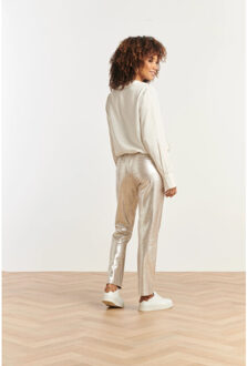 Smashed Lemon Damesglanzende metallic broek | - maat XXL Zilver