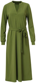 Smashed Lemon Damesgroene travelkwaliteit midi jurk | Bruin/groen - XL