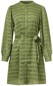 Smashed Lemon Dameskorte jurk met structuur | Bruin/groen - XXXL