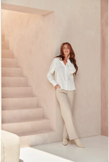 Smashed Lemon Dameslange broek met losvallende fit | Beige - XXL