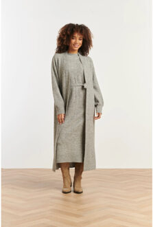 Smashed Lemon Dameslange gebreide vest | - maat M Grijs